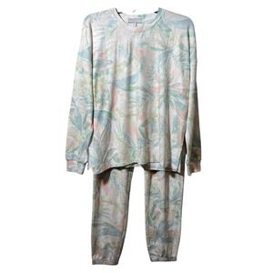 PJ Salvage Tropical Pastel Lounge Set S Women's Cozy Soft‎ Pajamas 2-Piece